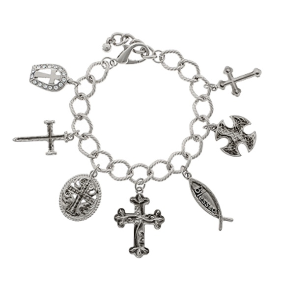 "Blessed" Cross Multi Charm Bracelet - Picture 2 of 2